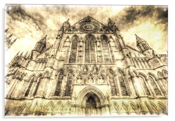 York Minster Cathedral Vintage Acrylic by David Pyatt