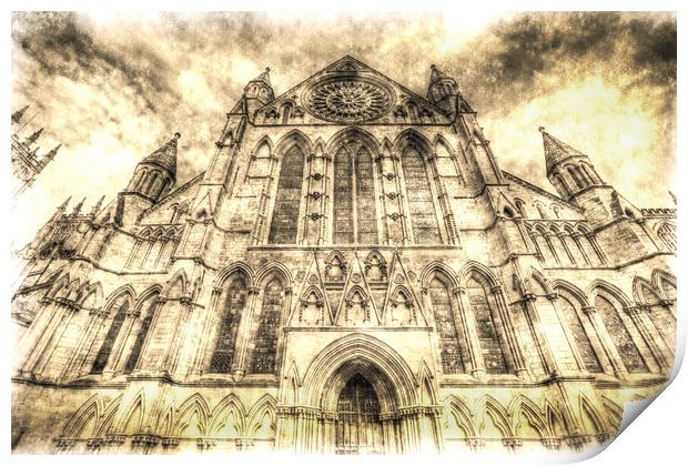 York Minster Cathedral Vintage Print by David Pyatt