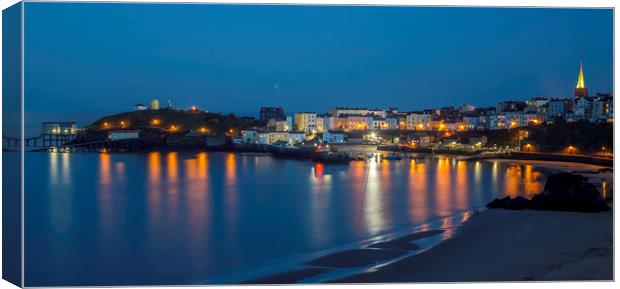 Tenby by Night Canvas Print by Mal Spain