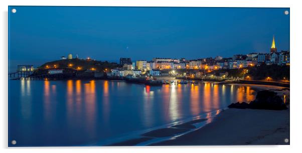 Tenby by Night Acrylic by Mal Spain