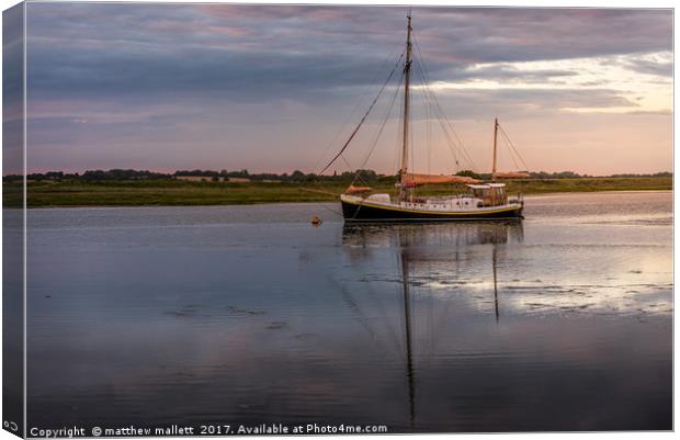 Moored and Waiting On Essex Backwaters Canvas Print by matthew  mallett