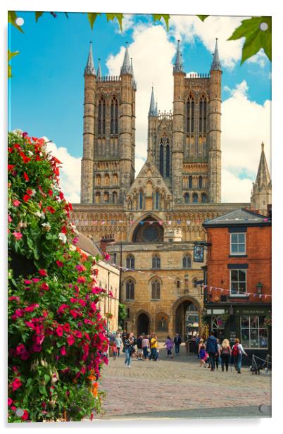 Lincoln Cathedral in summer Acrylic by Andrew Scott