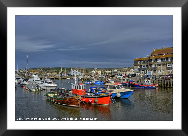 West Bay Harbour Framed Mounted Print by Philip Gough