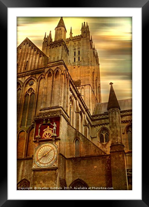 The Wells Cathedral Clock. Framed Mounted Print by Heather Goodwin