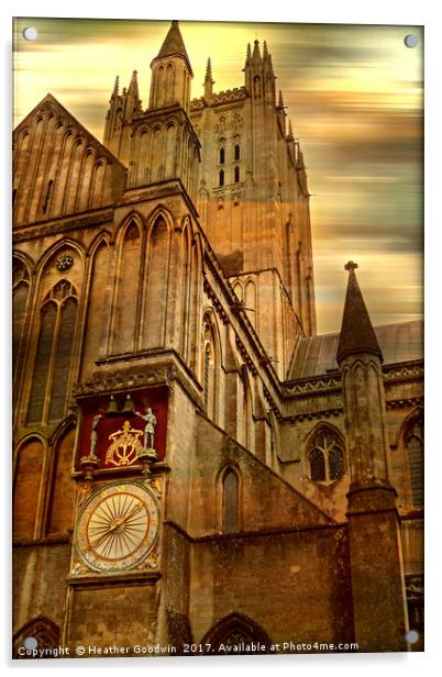The Wells Cathedral Clock. Acrylic by Heather Goodwin
