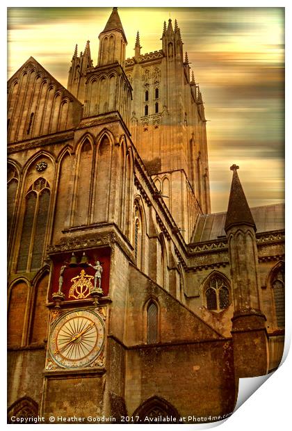 The Wells Cathedral Clock. Print by Heather Goodwin