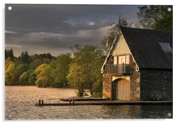 Boat house on windermere Acrylic by Robert Fielding