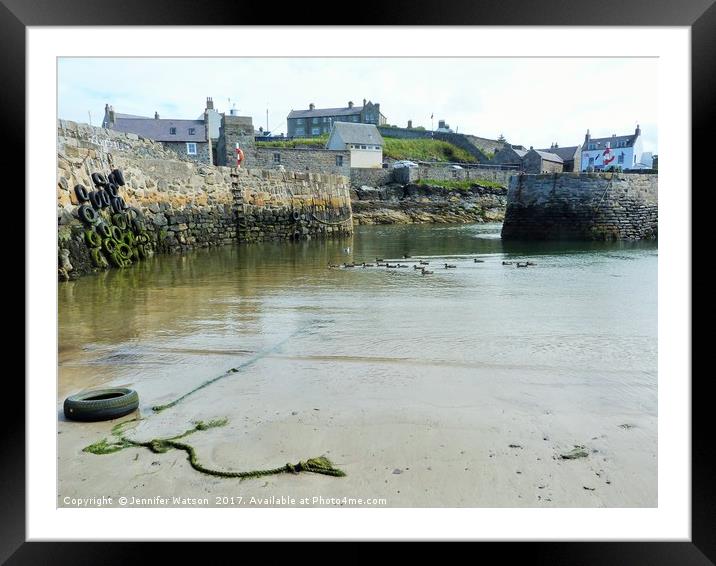 Low tide at Portsoy harbour Framed Mounted Print by Jennifer Henderson