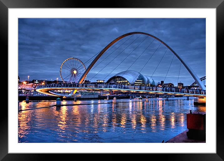 Millenium Bridge, Newcastle Upon Tyne Framed Mounted Print by Ann Garrett
