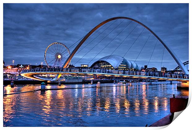 Millenium Bridge, Newcastle Upon Tyne Print by Ann Garrett