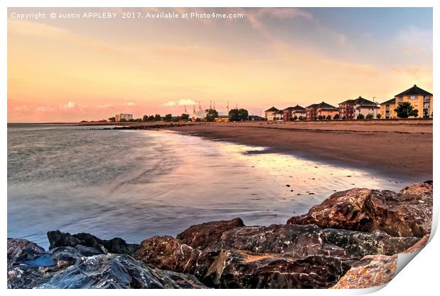 Minehead Seafront and Butlins Print by austin APPLEBY