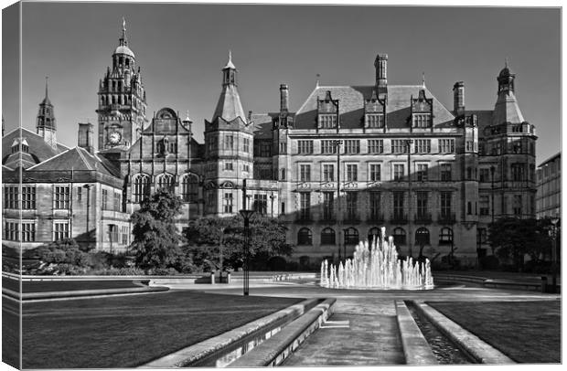Sheffield Town Hall and Peace Gardens              Canvas Print by Darren Galpin
