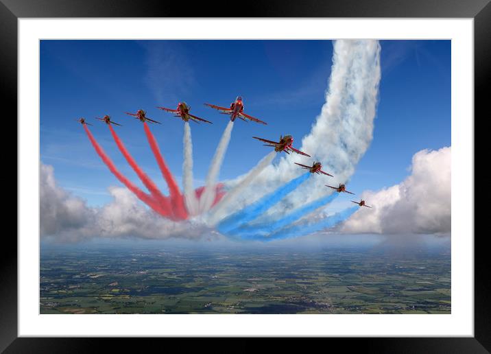 Red Arrows Smoke on Go Framed Mounted Print by Oxon Images