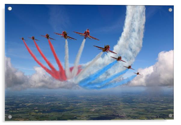 Red Arrows Smoke on Go Acrylic by Oxon Images