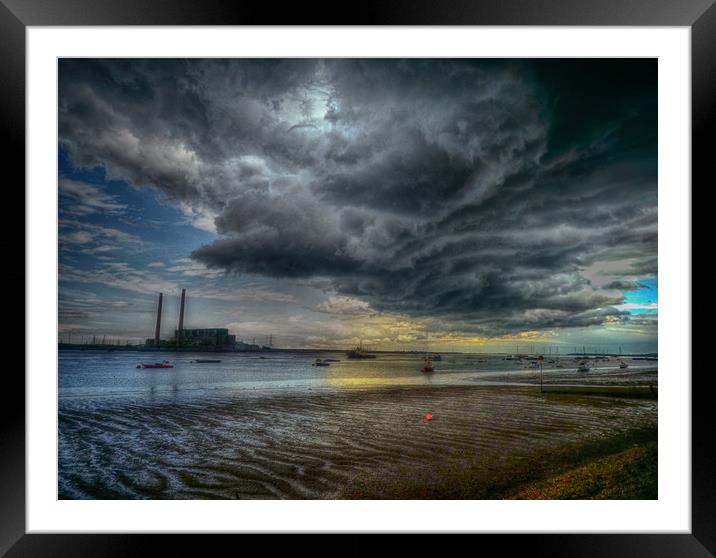 Storm over The Thames Framed Mounted Print by Kim Slater