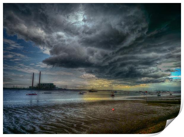 Storm over The Thames Print by Kim Slater