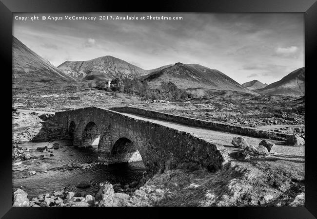 Sligachan Bridge and the Cuillins (mono) Framed Print by Angus McComiskey