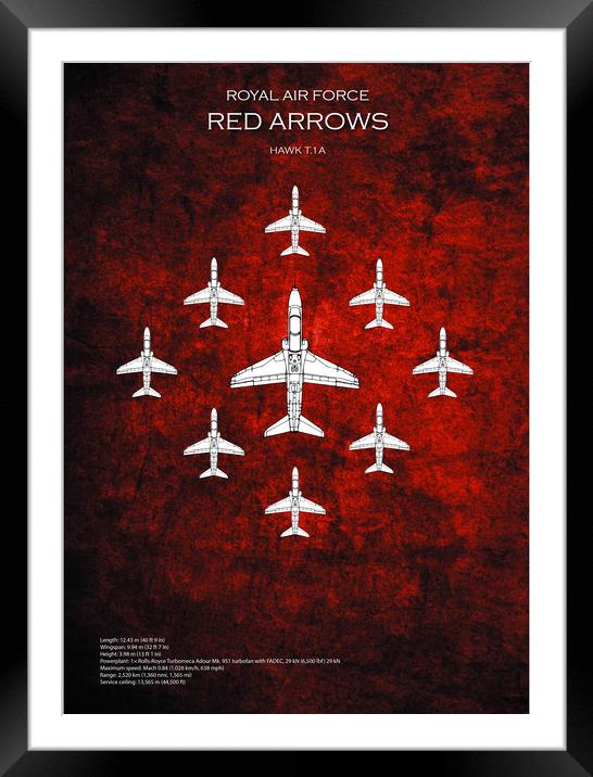 RAF Red Arrows Hawk T1 Framed Mounted Print by J Biggadike