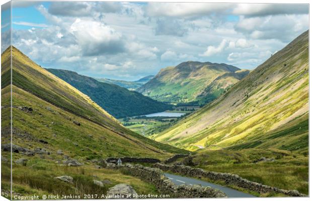 Looking Down Kirkstone Pass to Place Fell Lake Dis Canvas Print by Nick Jenkins