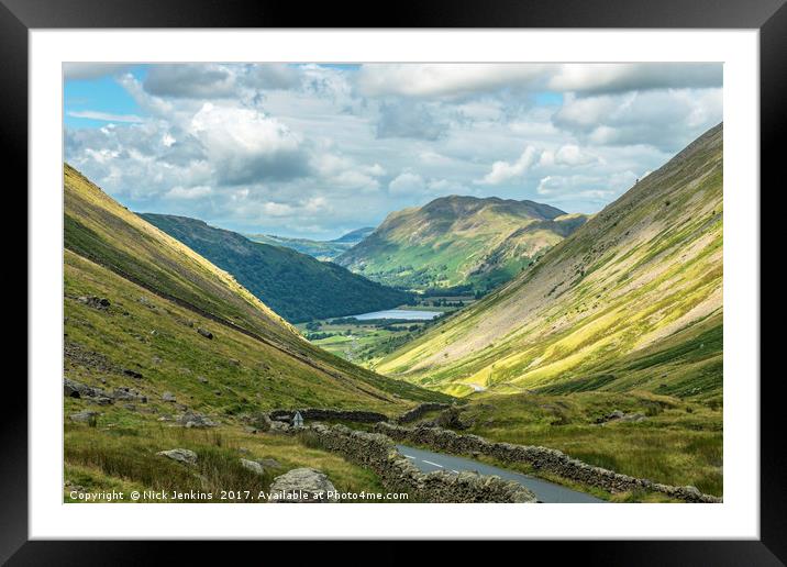 Looking Down Kirkstone Pass to Place Fell Lake Dis Framed Mounted Print by Nick Jenkins