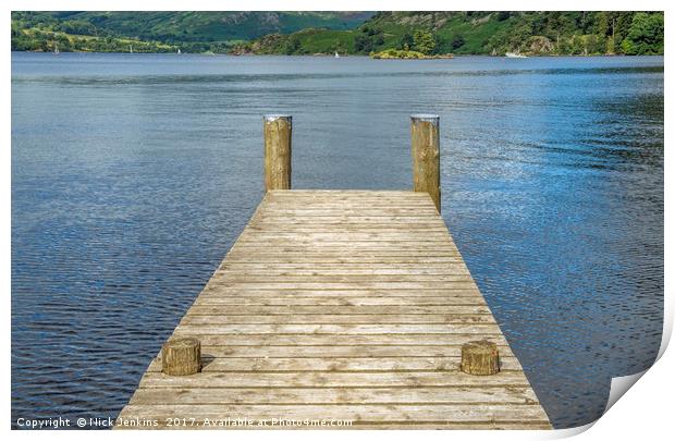 Jetty on Ullswater Lake District National Park Print by Nick Jenkins