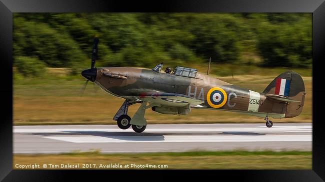 Landing Hawker Hurricane Framed Print by Tom Dolezal