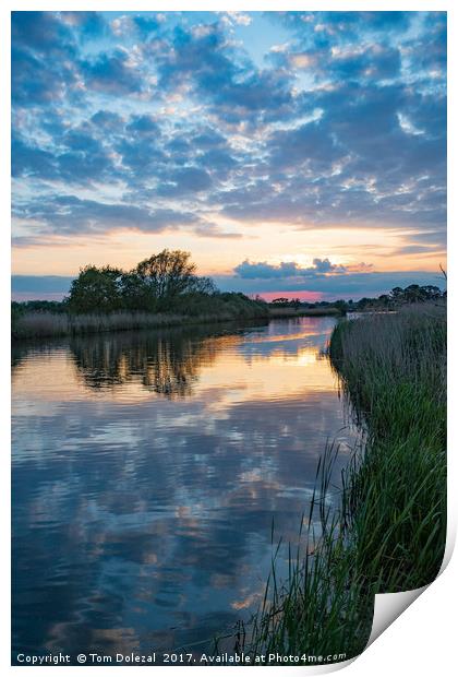 Norfolk sunset reflections Print by Tom Dolezal