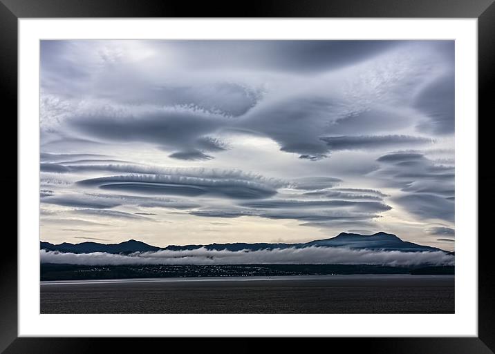 Lenticular clouds over Port McNeill Framed Mounted Print by Darryl Luscombe