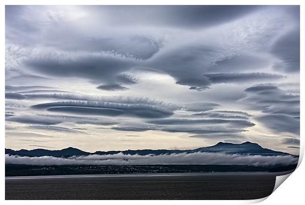 Lenticular clouds over Port McNeill Print by Darryl Luscombe