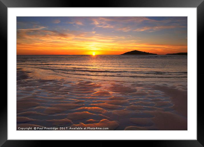 Sunset over Burgh island Framed Mounted Print by Paul F Prestidge