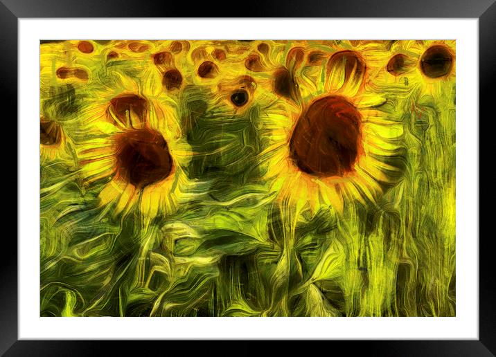 Sunflowers Abstract Van Gogh Framed Mounted Print by David Pyatt