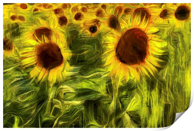 Sunflowers Abstract Van Gogh Print by David Pyatt