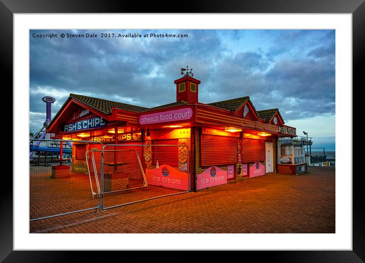 Clacton-on-Sea's Illuminated Nighttime Charm Framed Mounted Print by Steven Dale