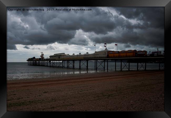 Dark Clouds Over Paignton Pier Framed Print by rawshutterbug 