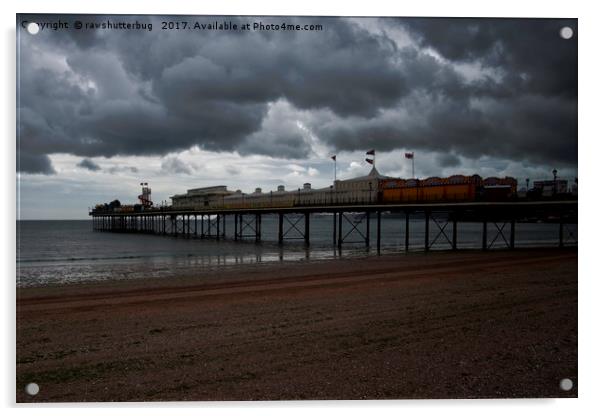 Dark Clouds Over Paignton Pier Acrylic by rawshutterbug 