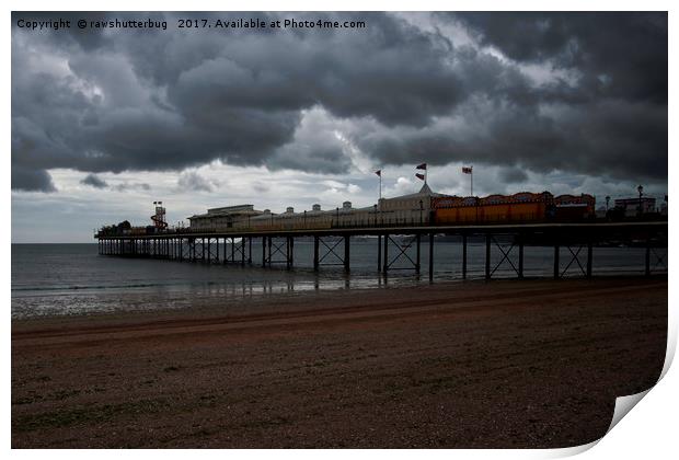 Dark Clouds Over Paignton Pier Print by rawshutterbug 