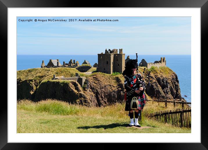 Piper at Dunnottar Castle Framed Mounted Print by Angus McComiskey