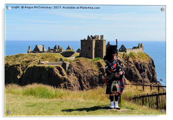 Piper at Dunnottar Castle Acrylic by Angus McComiskey