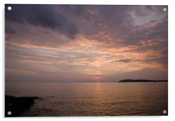 Sundown over the Adriatic coastline Acrylic by Ian Middleton