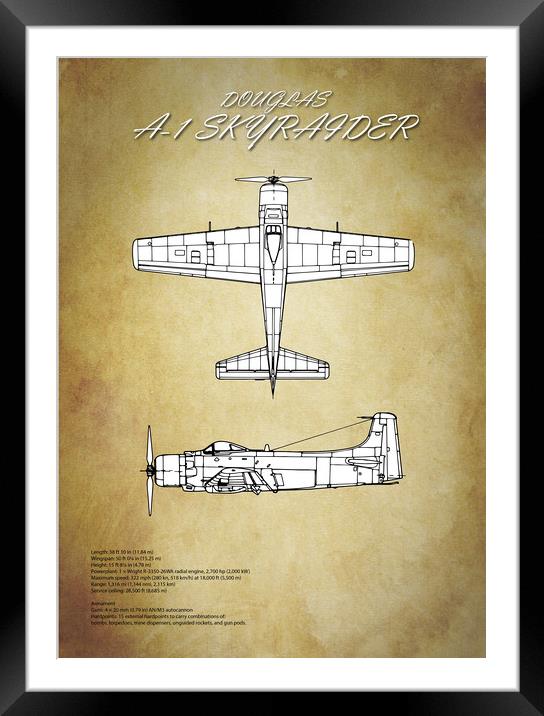 A1 Skyraider Framed Mounted Print by J Biggadike