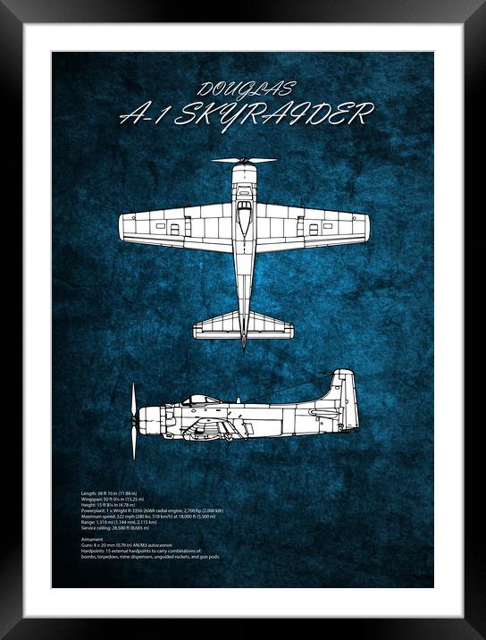 A-1 Skyraider Framed Mounted Print by J Biggadike