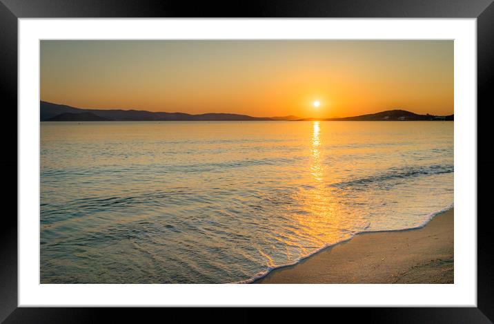 Sunset at Agia Anna Framed Mounted Print by Naylor's Photography
