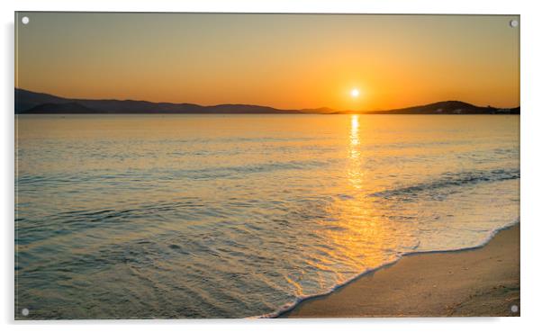 Sunset at Agia Anna Acrylic by Naylor's Photography