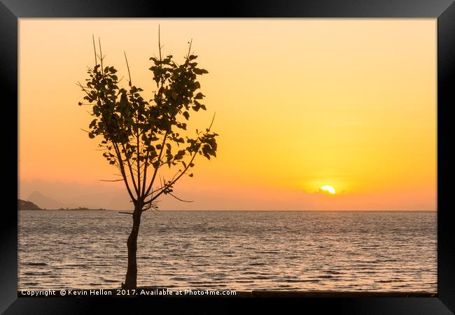 Tree at sunrise Koh Lanta, Krabi, Thailand Framed Print by Kevin Hellon