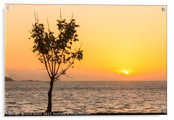 Tree at sunrise Koh Lanta, Krabi, Thailand Acrylic by Kevin Hellon