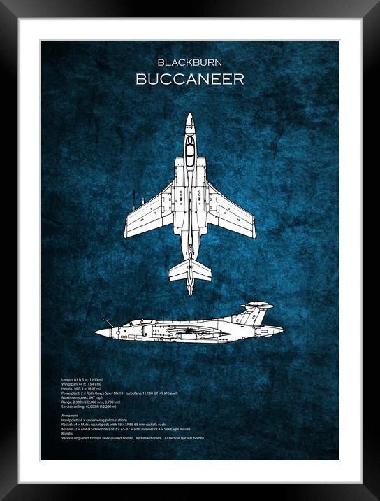 Buccaneer Blueprint Framed Mounted Print by J Biggadike