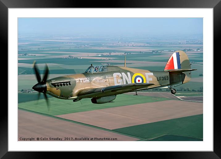Hawker Hurricane IIc LF363/GN-F over the Fens Framed Mounted Print by Colin Smedley