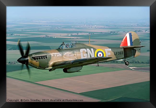 Hawker Hurricane IIc LF363/GN-F over the Fens Framed Print by Colin Smedley