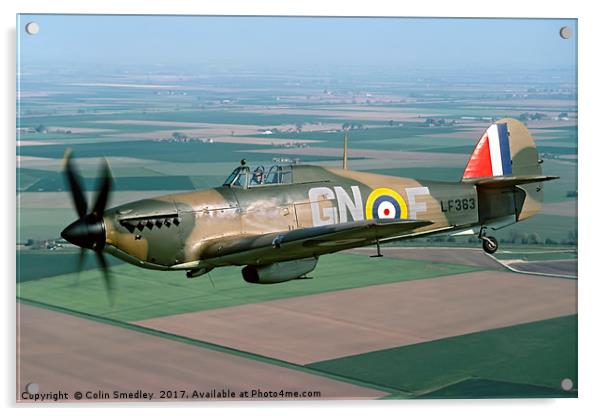 Hawker Hurricane IIc LF363/GN-F over the Fens Acrylic by Colin Smedley