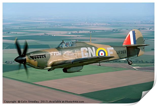Hawker Hurricane IIc LF363/GN-F over the Fens Print by Colin Smedley